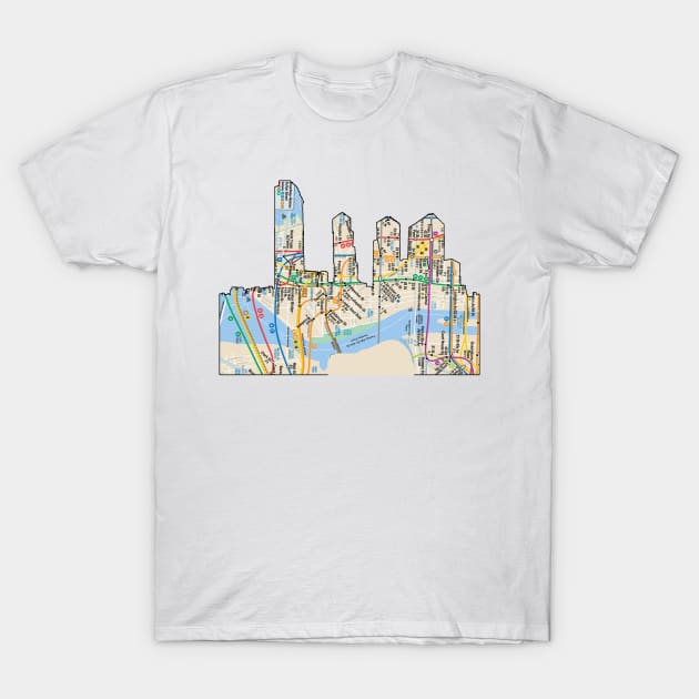 NYC Skyline subway map T-Shirt by Hook Ink